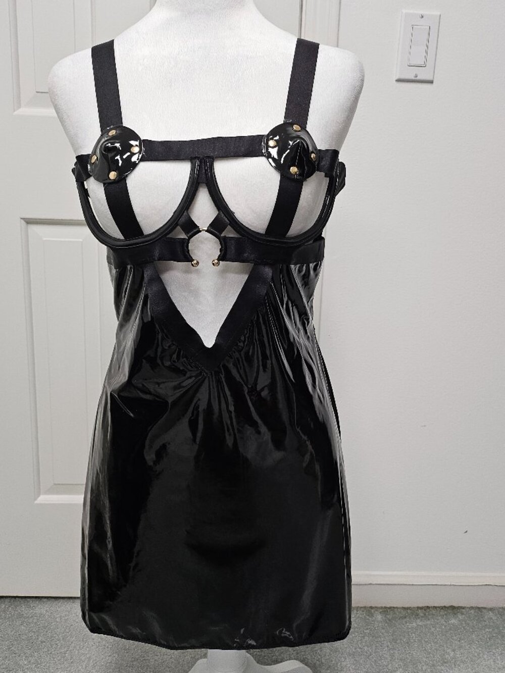 Sexy black pvc chemise - Medium